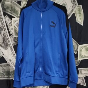 Puma Men's Vibrant Blue and Black Track Jacket